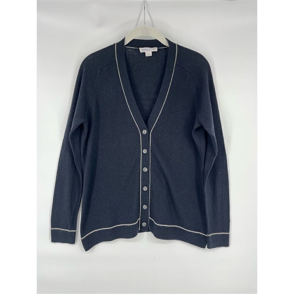 Pendleton Vintage 2000's Silk Wool Cashmere Blend Cardigan Navy Women Size Large